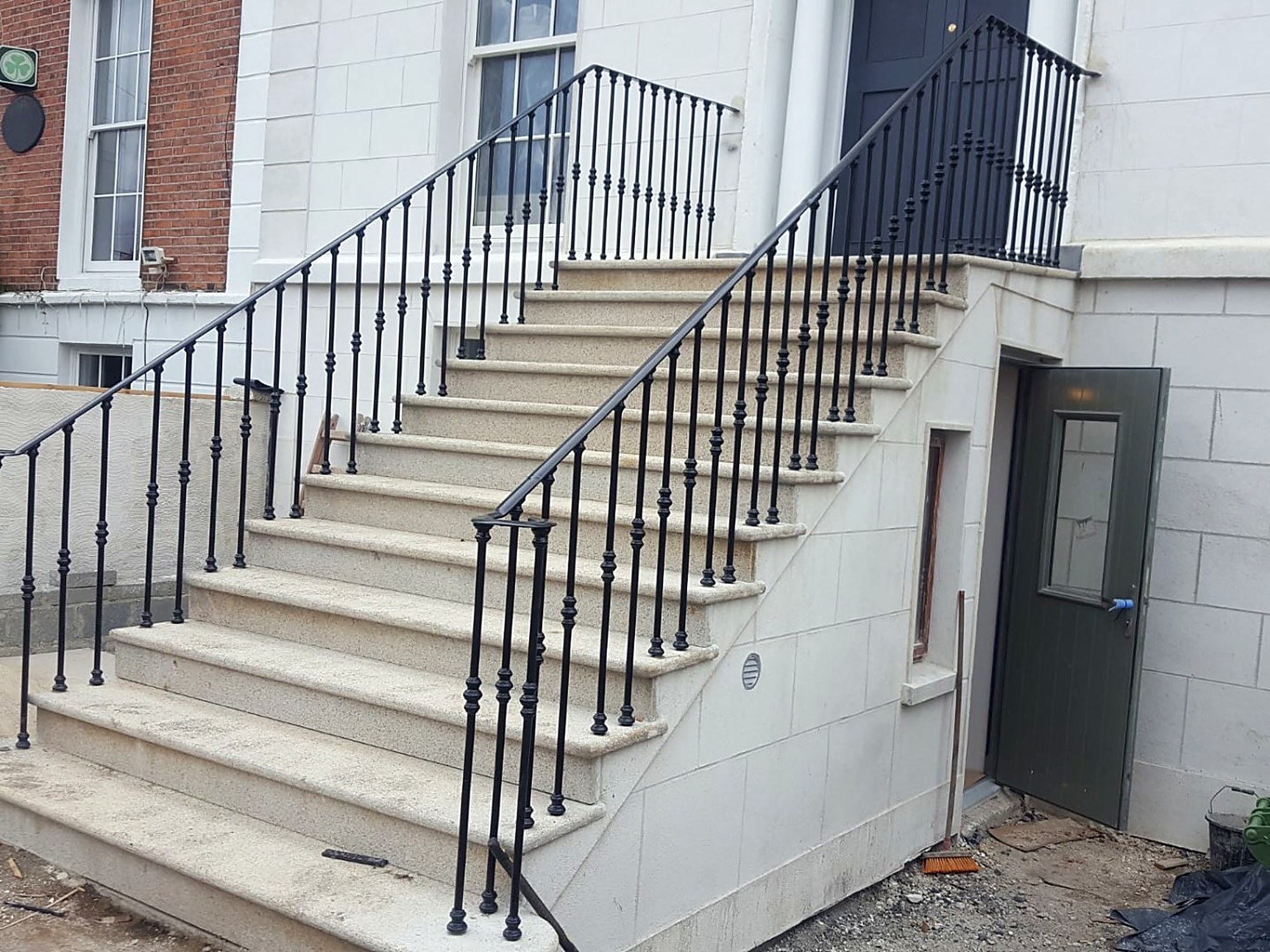Granite Steps Balustrade and Handrail, steel fabrication project in Rathmines, Dublin 6 by Churchtown Steel Engineering Dublin