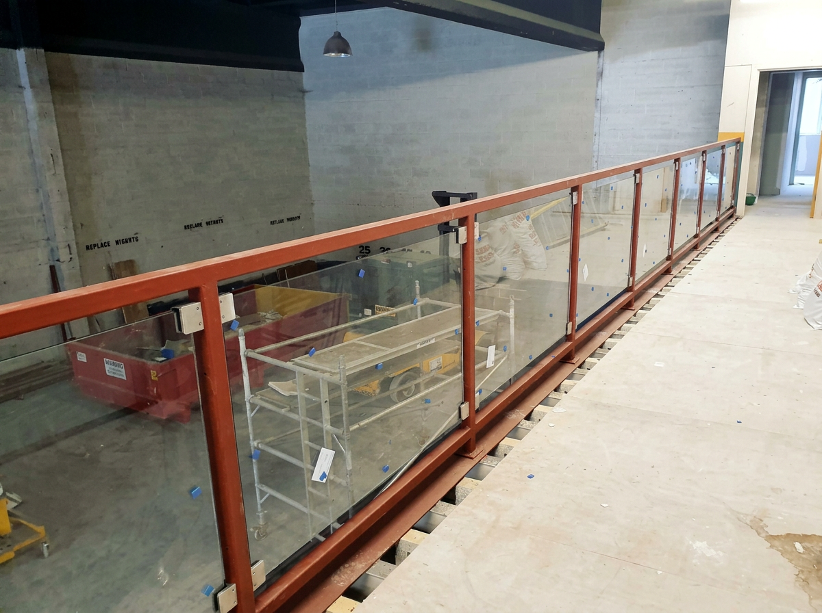 Glass Balustrade on Steel Uprights, steel fabrication project in Ballymount, Dublin 24 by Churchtown Steel Engineering Dublin