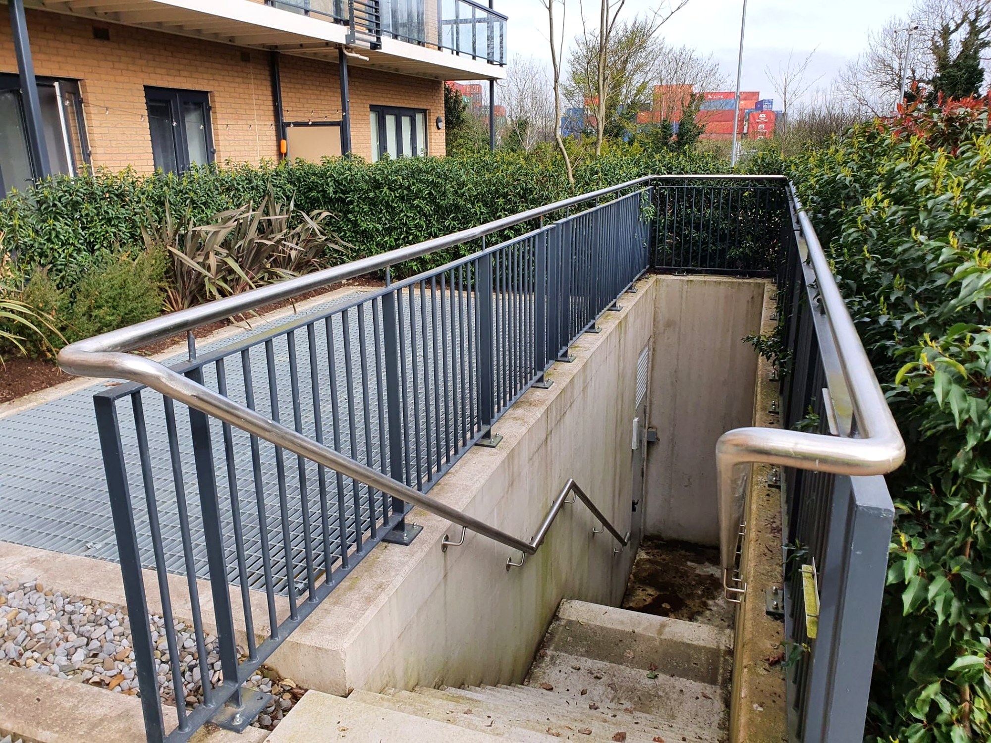 Stainless Handrails and Railings, Apartment Scheme, steel fabrication project in Dublin Port, Dublin 3 by Churchtown Steel Engineering Dublin